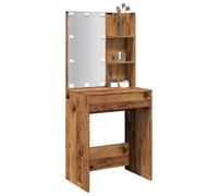 Ziaphsol Dressing Table with LED RGB Light, Old Wood Look, 60 x 40 x 140 cm, USB Connection, Drawer and Shelves, for Bedroom, Hallway, Home, Order and Style