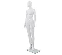 Ziaphsol Female mannequin with glass base, white, 175 cm, PP body with rotating head and movable arms for shop window, boutique, retail, fashion, exhibition, visual merchandising