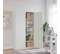 Ziaphsol Filing Cabinet Light Grey Powder Coated Steel 105 x 40 x 180 cm with 4 Shelves Lockable Doors and 2 Keys for Office Organiser and Archiving