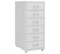 Ziaphsol Filing Cabinet Office Rolling Container Metal Grey 28 x 41 x 69 cm 6 Drawers with Metal Handles and 4 Wheels for Archives, Folders, Documents, Paper, Home Office and Study