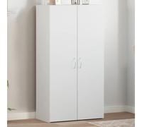 Ziaphsol Filing Cabinet White 60 x 32 x 115 cm Made of Wood Material with 2 Doors Storage Space for Folders Documents Office Home Office Lockable Lock and Shelf for Order