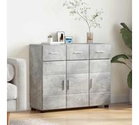 Ziaphsol Florin Sideboard Concrete Grey Wood Material 88.5 x 30.5 x 73 cm with 2 Doors and 3 Shelves for Living Room Storage Space