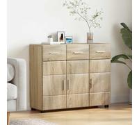 Ziaphsol Florin Sonoma Oak Sideboard Matt Wood Material 88.5 x 30.5 x 73 cm with 3 Board Shelves and 2 Hinged Doors for Living Room Home Office Storage Space