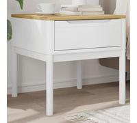 Ziaphsol FLORO Lamp Table, White, Made of Solid Pine Wood, 55 x 55 x 54 cm, Side Table with Storage Space for Living Room, Hallway, Bedroom, Decoration, Lamp and Plants