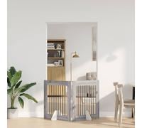 Ziaphsol Folding Dog Gate with Stand, Grey Sonoma Wood Material, Set of 2, 160.5 cm, Dog Kennel, Dog Run for Indoor, Space-Saving and Easy to Assemble