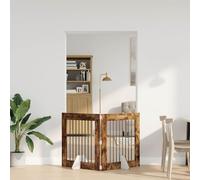 Ziaphsol Folding Dog Gate with Stands 2 Pieces in Smoked Oak Galvanised Steel 63" Indoor Space Saving Dog Kennel as Dog Run and Outdoor Enclosure