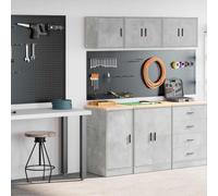 Ziaphsol Garage Cabinets Set of 2 Concrete Grey Made of Wood Material with Solid Pine Worktop, 40 x 51 x 85 cm and 40 x 30 x 41 cm, Tool Cabinet for Workshop, Warehouse and Office Order