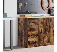 Ziaphsol Garage Storage Cabinet, Smoked Oak, Tool Cabinet with 4 Drawers, Solid Pine Wood, 40 x 51 x 85 cm, 60 kg Load Capacity, Workshop, Warehouse, Office Order