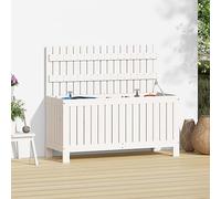 Ziaphsol Garden Chest White 108 x 42.5 x 54 cm Solid Pine Wood Gas Lift Lid Ventilated Storage Box for Cushions, Garden Tools and Tidy