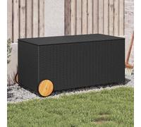 Ziaphsol Garden Chest with Wheels Black 190L PE Rattan Look Waterproof Inner Bag for Cushions Blankets Outdoor Storage Space on Balcony Patio