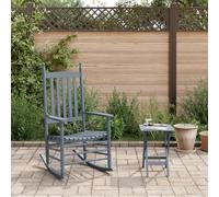 Ziaphsol Grey Poplar Wood Rocking Chair with Folding Table, Swing Chair for Balcony and Patio, Recliner Chair with Armrests, 110 kg Load Capacity, for Living Room and Bedroom