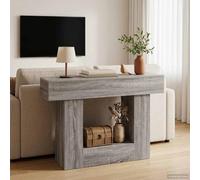 Ziaphsol Grey Sonoma Console Table, 101 x 30 x 74 cm, Narrow Side Table with Shelf, Storage Space for Hallway, Hallway, Living Room, Indoor Wood Material