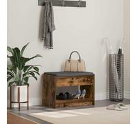 Ziaphsol Hallway Bench with Cushion and Shelf, Smoked Oak, 63 x 38 x 45 cm, Upholstered Bench with Storage for Hallway, Wardrobe, Entrance, Indoor, 1 Board Shelf