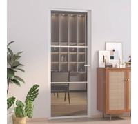 Ziaphsol Interior Door 83 x 201.5 cm White with Tempered Glass and Aluminium Frame, Includes Handle, for Wooden Frame, Modern Style, Privacy Screen, Easy Assembly, Durable and Stable