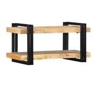 Ziaphsol Mango Rough Solid Wood Wall Shelf 70 x 33 x 35 cm with Iron, 60 kg Load Capacity, for Wall Mounting in Living Room, Bedroom, Home Cinema and Gaming Area, Storage Space for CD DVD