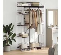 Ziaphsol Open Wardrobe Black Steel 101 x 43 x 188 cm with 5 Console Shelves Space Saving Storage System for Clothes and Accessories in Bedroom