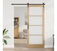 Ziaphsol ORKDAL Interior Door, Brown, 93 x 232 cm, Made of Solid Pine Wood with Glass Elements, Versatile for Bedroom, Living Room, Kitchen, Sturdy Construction, DIY Installation, Modern Design