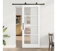 Ziaphsol Orkdal Sliding Door, White, 83 x 202 cm, Solid Pine Glass, with Sliding Technology, for Living Room, Dining Room, Includes Rail Rollers, Door Stop, Durable and Easy to Clean