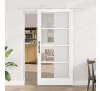 Ziaphsol Orkdal Sliding Door, White, 93 x 202 cm, Solid Pine and Glass, Front Door, Side Door, Door Leaf, Sill Frame, Lock Handle, Fitting, Insulation, Security, Burglary Protection