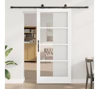 Ziaphsol ORKDAL Sliding Door, White, 93 x 202 cm, Solid Pine and Glass with Sliding System for Indoor Use, Assembly Included, Modern Minimalist Design, Ideal for Living Rooms and Dining Rooms