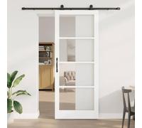 Ziaphsol Orkdal Sliding Door, White, 93 x 232 cm, Solid Pine and Glass with Sliding Technology, Door Leaf for Living Rooms, Assembly Included, Quiet Gliding, Modern Minimalist Design