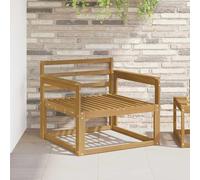 Ziaphsol Outdoor Middle Sofa Made of Solid Acacia Wood White for Balcony Patio Weather Resistant for Lounge Area with Armrests and Backrest