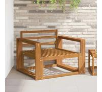 Ziaphsol Outdoor Middle Sofa Natural Solid Wood Acacia Slats Back Lounge Seat for Patio Balcony with Wide Flat Armrests Weatherproof for 1 Person Weather Resistant