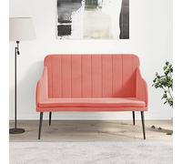 Ziaphsol Pink Velvet Bench 110 x 76 x 80 cm with Foam Padding, Metal Frame, Backrest and Armrest Height 59 to 66 cm for Hallway, Hallway, Living Room