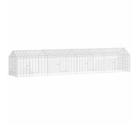 Ziaphsol Rabbit Cage Silver 400 x 78 x 78 cm, Galvanised Steel, Outdoor Enclosure for Rabbits, Guinea Pig Home, Rodent House, Outdoor for Garden, Balcony, Protection and Retreat