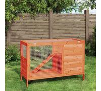 Ziaphsol Rabbit Hutch Solid Pine Wood Brown Green 103 x 44 x 69.5 cm with Outdoor Enclosure and Sleeping Area for Guinea Pigs, Rodent House, Run