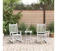 Ziaphsol Rocking Chairs for Children Set of 2 White Solid Wood Poplar Slatted Frame Total Dimensions 49 x 66.5 x 85.5 cm Swing Bench for Garden Balcony for Relaxing