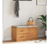 Ziaphsol Sandnes Hallway Bench Made of Solid Pine Wood, 87 x 40 x 50 cm, Bench with 1 Compartment and 2 Drawers, Acacia Wood Look, for Hallway, Entrance Area and Living Room