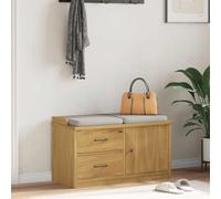 Ziaphsol Sandnes Hallway Bench Made of Solid Pine Wood, 87 x 40 x 50 cm, with 1 Compartment and 2 Drawers, with Wall Bracket, for Hallways, Entryways, Storage Space