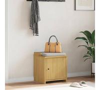 Ziaphsol Sandnes Hallway Bench Made of Solid Pine Wood in Walnut Wood Look, 45 x 40 x 50 cm, Bench Chest Hallway with Compartment for Shoes, Storage Space, Entrance Area and Living Room
