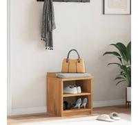 Ziaphsol Sandnes Hallway Bench Made of Solid Pine Wood UV Varnished 45 x 40 x 50 cm with 2 Shelves, Shoe Bench for Hallway and Entrance Area with Storage Space