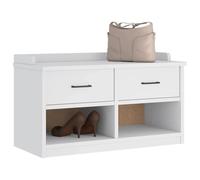 Ziaphsol Sandnes Hallway Bench White Solid Pine 87 x 40 x 50 cm Bench with Storage Space 2 Drawers 2 Open Compartments for Wardrobe and Entrance Area