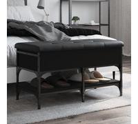 Ziaphsol Shoe Bench, Black, 82 x 42 x 45 cm, Wood Material and Metal, Padded Seat Cushion, Storage Space for Shoes, Bench Chest Hallway, Space-Saving for Hallway, Living Room and Entrance Area