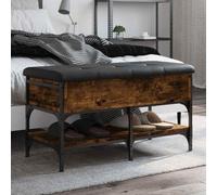 Ziaphsol Shoe Bench Smoked Oak with Cushion 82 x 42 x 45 cm Wood Material Metal Frame Storage Space Hallway Entrance Living Room Space Saving Order