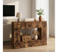 Ziaphsol Smoked Oak Console Table, 101 x 29 x 74 cm, Wood Material with Drawer, Shelf, Storage Space, Hallway, Hallway, Living Room, Bedroom, for Indoor Use
