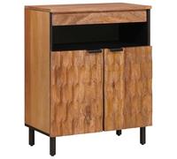 Ziaphsol Solid Mango Wood Sideboard Acacia Brown Finish 60 x 33 x 75 cm with 2 Hinged Doors for Living Room Storage Organizes Tableware and Media