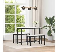 Ziaphsol Solid Pine Wood Bench in White 80 x 35 x 45 cm with Metal Legs, Bench for Dining Room, Patio, Hallway, Entryway, for Family and Friends