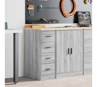 Ziaphsol Sonoma Garage Storage Cabinet Solid Pine Wood Grey with 4 Drawers 30 x 51 x 85 cm 60 kg Load Capacity for Workshop Warehouse Office and Everyday Order