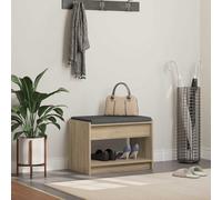 Ziaphsol Sonoma Oak Bench with Cushion and 1 Board Shelf, 63 x 38 x 45 cm, Upholstered Bench for Wardrobe, Hallway, Hallway, Storage Space, Shoe Bench