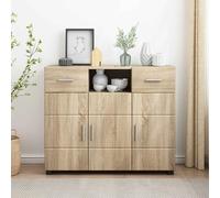 Ziaphsol Sonoma Oak Sideboard Matt Wood Material 88.5 x 30.5 x 73 cm with 2 Drawers Indoor for Living Room Storage and Order