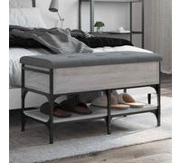 Ziaphsol Sonoma Shoe Bench Grey with Padded Seat Cushion Wood Material Metal Frame 82 x 42 x 45 cm Hallway Bench with Storage Space for Hallway and Living Room up to 110 kg