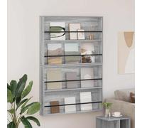Ziaphsol Sonoma Wall Mounted Magazine Shelf Set of 2 Grey Wood Material 100 x 12 x 70 cm for Magazines Brochures Order in the Living Room Office Space Saving