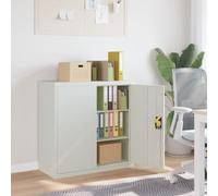Ziaphsol Steel Filing Cabinet, Grey, 90 cm, Office Cabinet with 2 Doors, Lockable with Three-Point Lock, 2 Adjustable Shelves for Archive, Folders and Storage in the Home Office