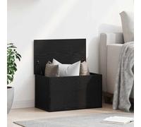 Ziaphsol Storage Box Black Oak Look Made of Wood Material 60 x 35 x 35 cm Rectangular with Lid Storage Box for Living Room Bedroom Home Office Organiser