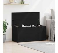 Ziaphsol Storage Box Black Oak Look Wood Material 100 x 42 x 46 cm, Set of 1 with Lid for Storage Space, Living Room, Bedroom, Home, Office Organiser