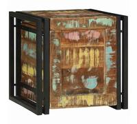 Ziaphsol Storage Box Made of Solid Acacia Wood with Iron Frame 40 x 40 x 40 cm Storage Space Lid Seat Chest for Living Room Bedroom Hallway Order